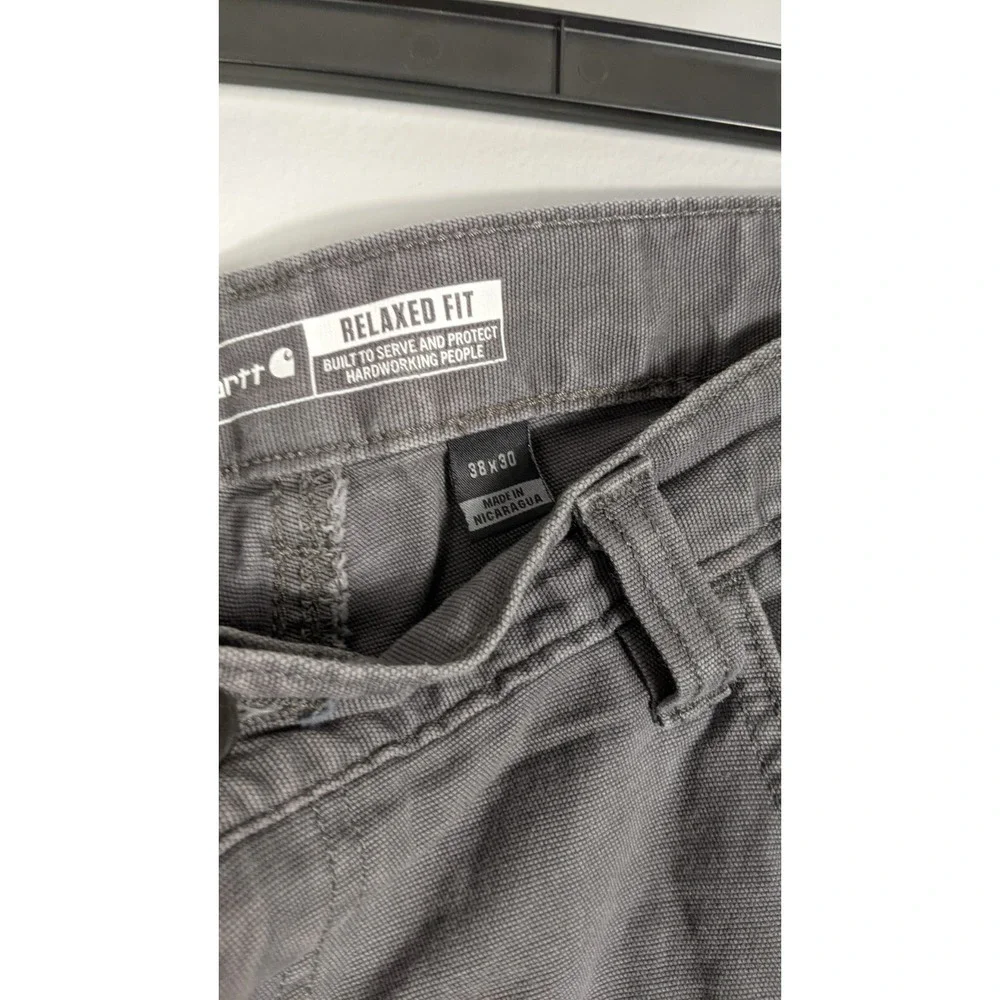 Carhartt Men's Relaxed Fit Rugged Flex Canvas Work‎ Pants Gray Size 38x30